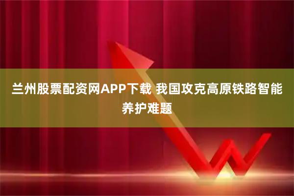 兰州股票配资网APP下载 我国攻克高原铁路智能养护难题