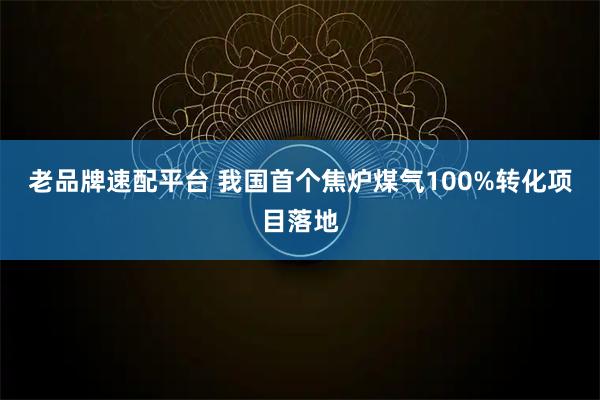 老品牌速配平台 我国首个焦炉煤气100%转化项目落地